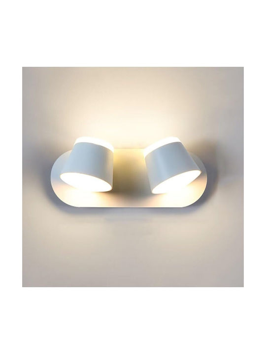 Led7 Mason Διπλή Μεταλλική Φωτιστικό Τοίχου LED Λευκό 26x10εκ.