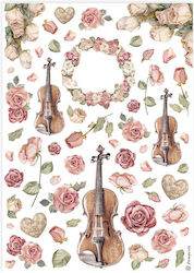 Stamperia A4 Violin Roses Ριζόχαρτο Decoupage