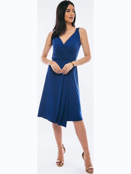 BelleFille Summer Midi Wrap Blue Dress