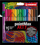 Stabilo Arty Marker de desen 0.8mm Pointmax Arty St488/15-1-20, 15 Colors 1buc