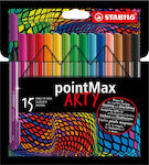 Stabilo Arty Design Marker 0.8mm Pointmax Arty St488/15-1-20, 15 Colors