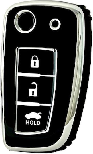 Car Key Cover Case made of with 3 Buttons for Nissan in Black Color