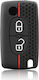 Car Key Cover Case made of with 2 Buttons for Citroen / Peugeot in Black Color