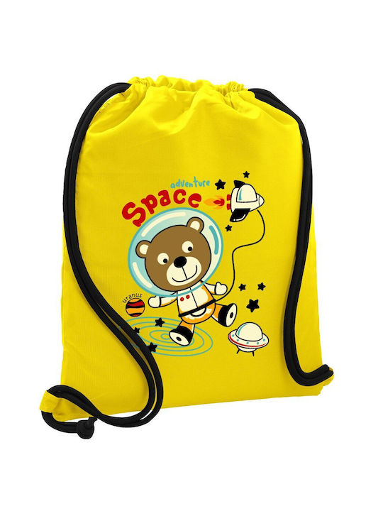 The Little Astronaut Backpack Pouch Gymbag Yellow Pocket 40x48cm & Thick Cords