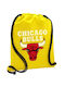 Chicago Bulls Backpack Drawstring Gymbag Yellow Pocket 40x48cm & Thick Cords