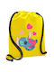 Lilo & Stitch Hugs Hearts Τσάντα Πλάτης Πουγκί Gymbag Κίτρινη Τσέπη 40x48cm & Χονδρά Κορδόνια