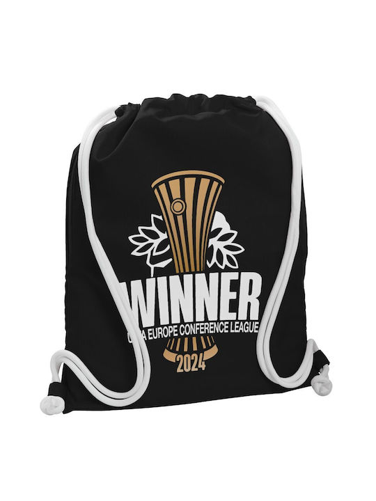 Europa Conference League Winner Backpack Drawstring Gymbag Black Pocket 40x48cm & Thick White Cords