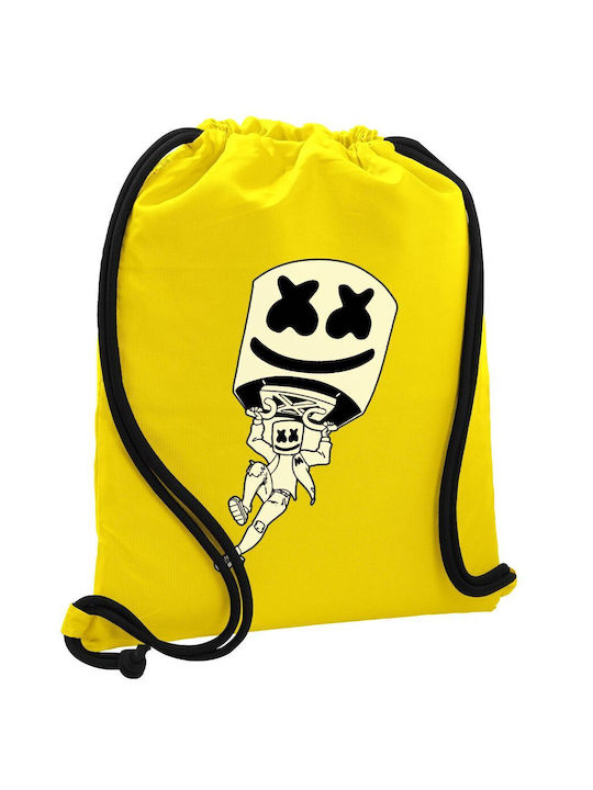 Fortnite Marshmello Backpack Drawstring Gymbag Yellow Pocket 40x48cm & Thick Cords