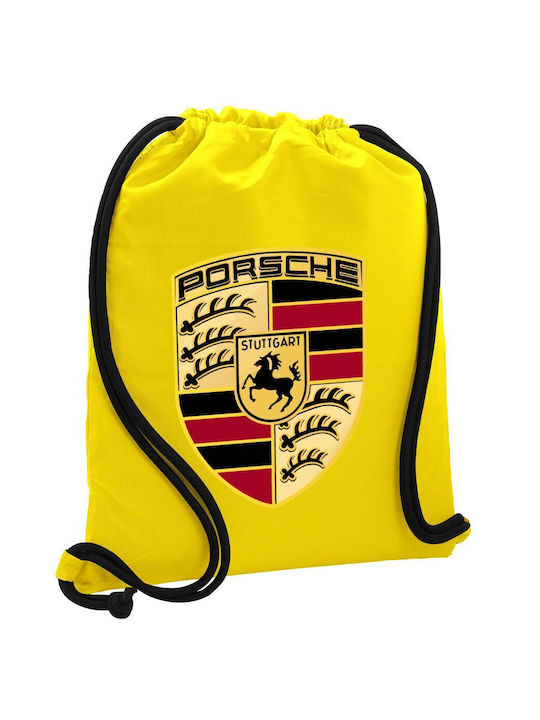 Porsche Backpack Bag Gymbag Yellow Pocket 40x48cm & Thick Cords