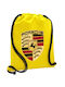 Porsche Backpack Bag Gymbag Yellow Pocket 40x48cm & Thick Cords