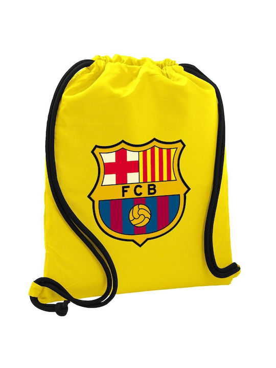 Barcelona FC Backpack Drawstring Gymbag Yellow Pocket 40x48cm & Thick Cords