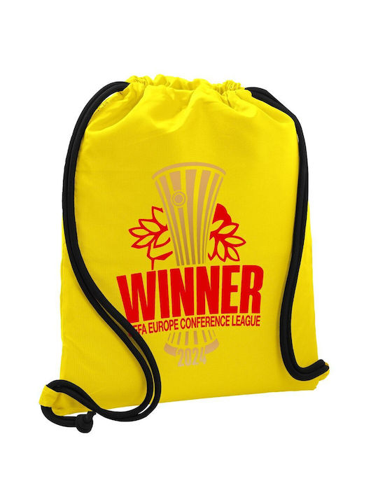 Europa Conference League Gewinner Rucksack mit Kordelzug Sporttasche Gelbe Tasche 40x48cm & dicke Kordeln