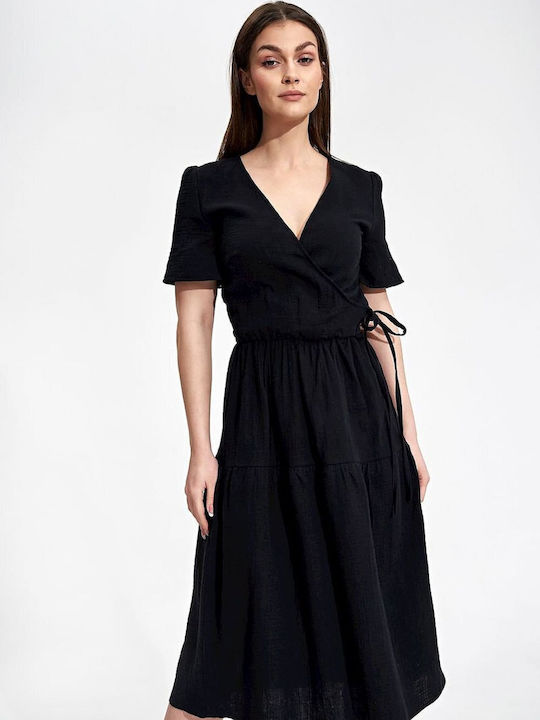 Figl Sommer Midi Kleid Schwarz