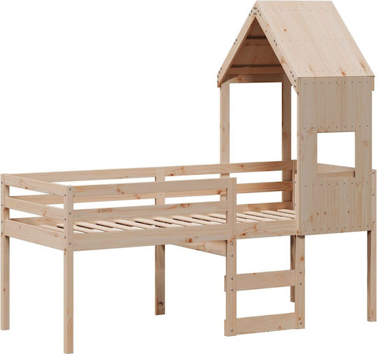 Kids Bed Loft Bed Single Beige for Mattress 90x190cm