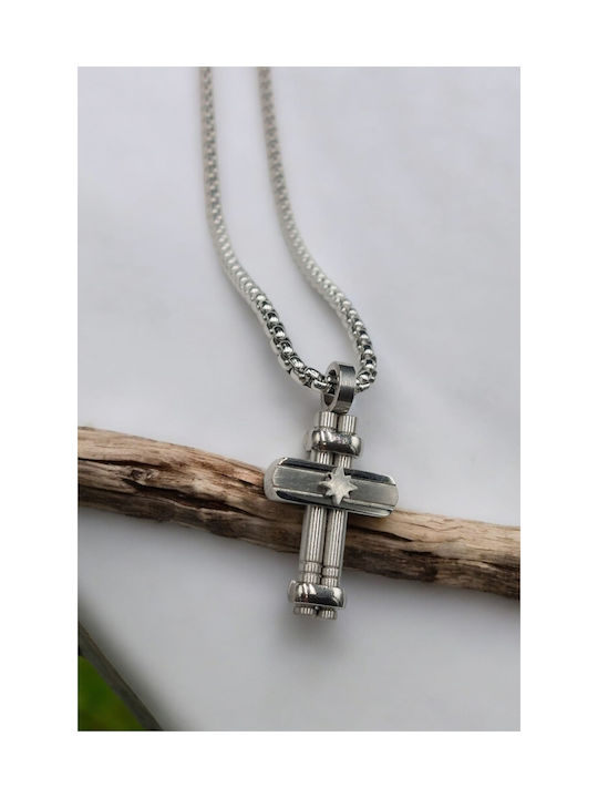 Men's Cross from Steel with Chain