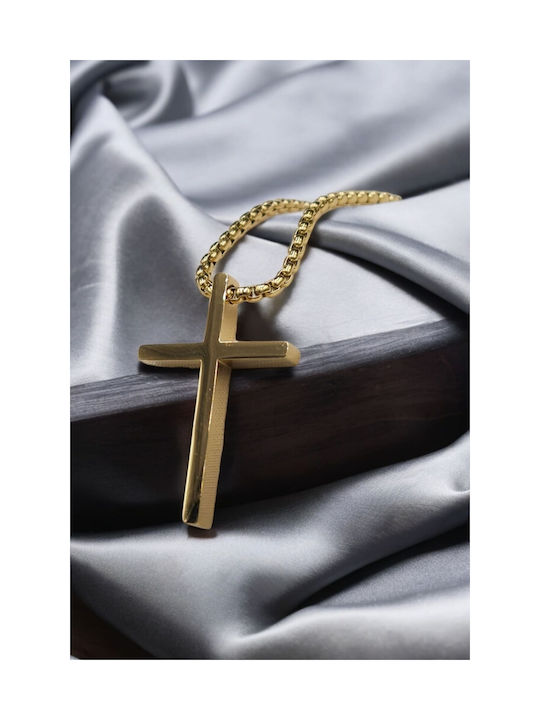 Simple Gold Steel Cross Necklace