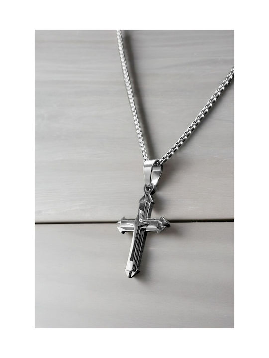 Herren Kreuz aus Stahl mit Kette