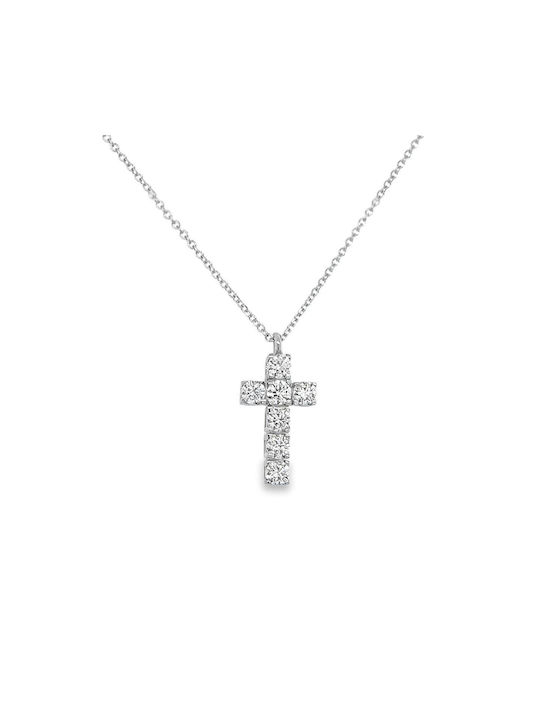 Xryseio Women's White Gold Cross 9K with Chain