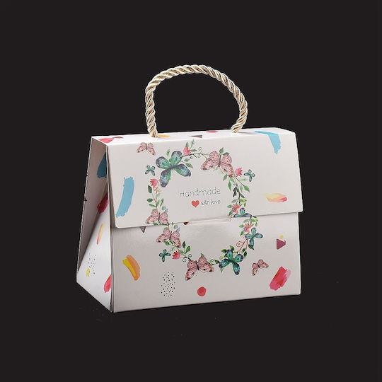 Box für Geschenke mit Motiv "Schmetterlinge" Weiß 14x10x7cm. 3Stück