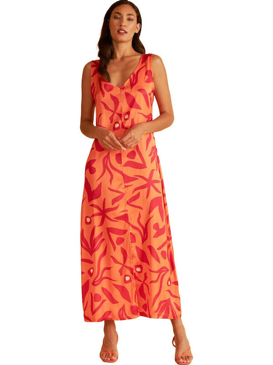 Harmony Rochie Maxi de Vară cu Satin Portocaliu