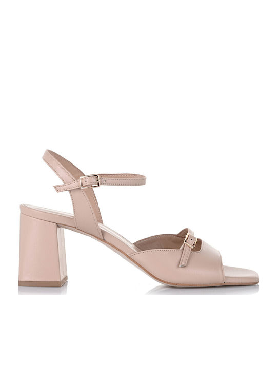 Mourtzi Leather Sandals Beige