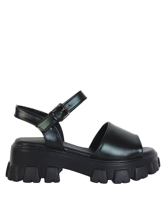 Migato Women's Synthetic Leather Platform Shoes Black