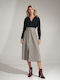 Figl Pleated High Waist Maxi Skirt in Gray color