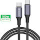 Techsuit USB 2.0 Kabel USB-C männlich - USB-C 100W PD Schwarzes 1m