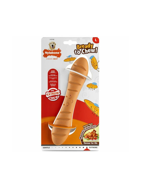 Nylabone Παιχνίδι Κόκκαλο Σκύλου Μασητικό από Καουτσούκ με Γεύση Κοτόπουλο Large Καφέ 1τμχ
