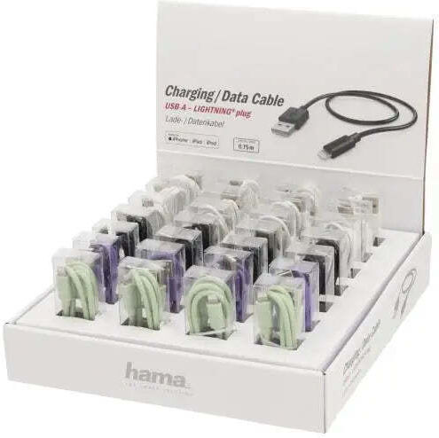 Hama Cable Charging Data Usb 2.0 Male Lightning Male 0.75 M Various Colors