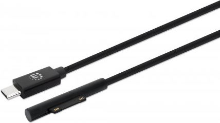 Manhattan USB Cable USB-C M to Surface Connect M 1.5 V 3 A 1.8 M Supports Power Supply Black For Microsoft Surface Book 3 Go 2 Laptop 2 Laptop 3 Laptop Go Pro 7 Pro X Studio 2