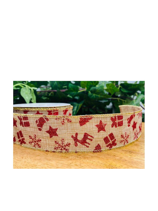 Weihnachtliche Farbband Beige 1Stück