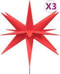 vidaXL Metal Illuminated Christmas Decorative Star 26.5x35cm 3pcs Red