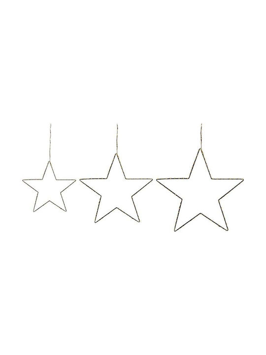 Beliani Lumarko Set 3 Silver Led Star Hanging Decorations Kunnari
