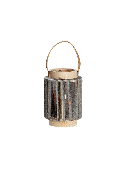 ArteLibre Tabletop Wooden Lantern Gray