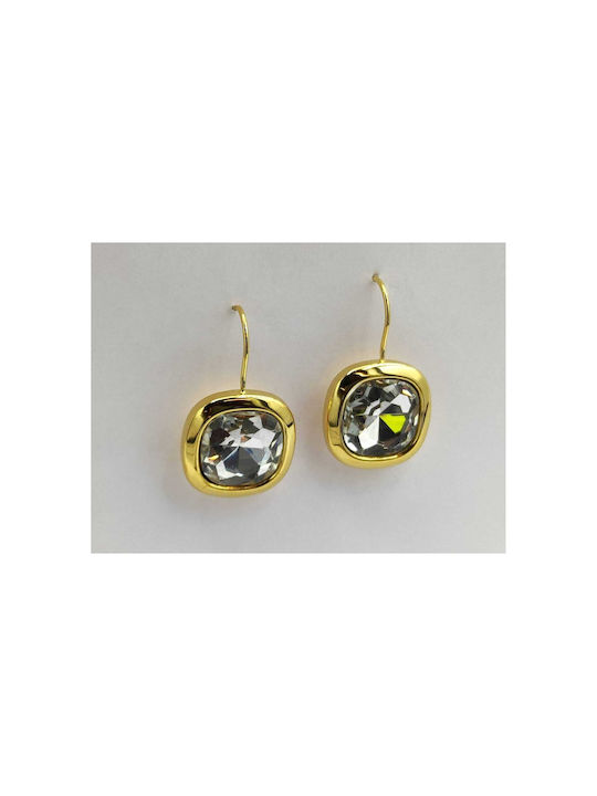 Stainless Steel Crystal Gold Earrings 3cm 1 pair