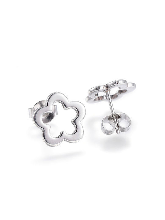 Steel Flower Earrings Silver 11mm 4 pairs