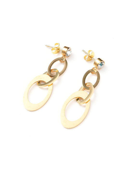 Stainless Steel Gold Earrings 50mm 1 pair