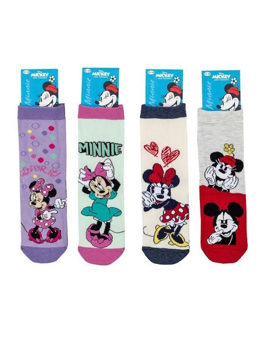 Disney Șosete pentru Copii Înălțime până la genunchi Minnie Multicolore 4 Perechi