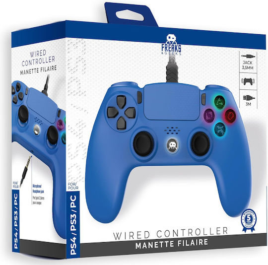 Freaks and Geeks 140061G Verkabelter Gamepad für PS4 Blau