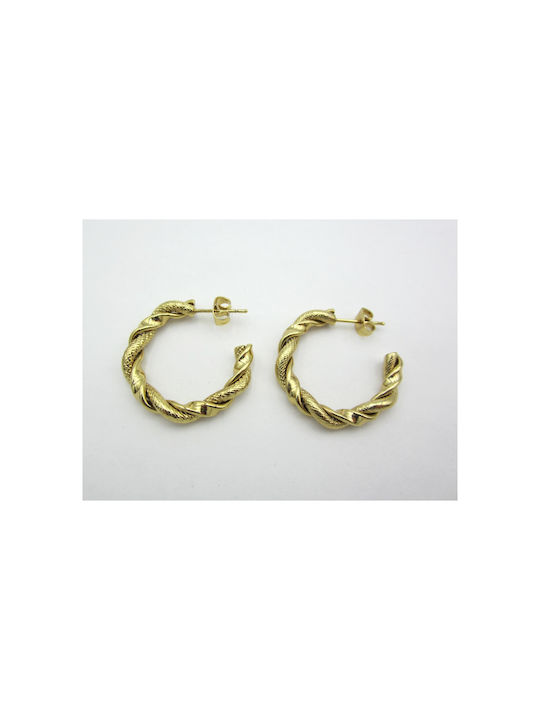 Steel Twisted Gold Hoop Earrings 25mm 1 Pair