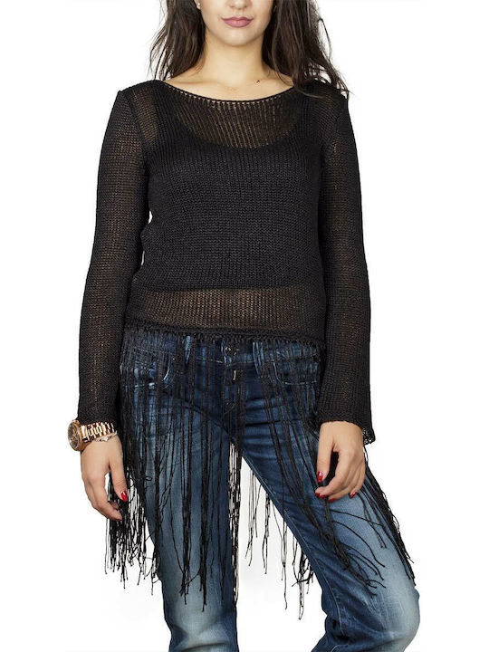 Aggel Women's Crop Sweater Black