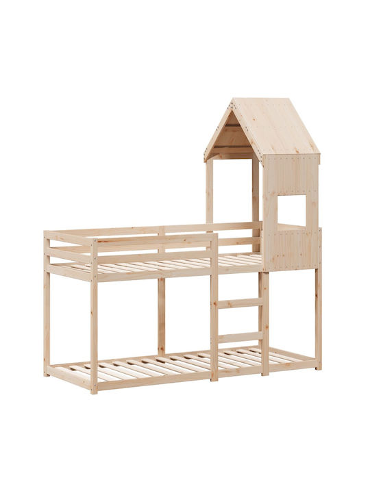 Kids Bed Bunk Single Beige for Mattress 75x190cm