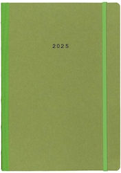 Next Diary 2025 Natural Weekly Flexi Green Elastic 17x25cm