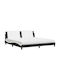 Κρεβάτι King Size Επενδυμένο με Ύφασμα Μαύρο/λευκό με Τάβλες για Στρώμα 200x200cm