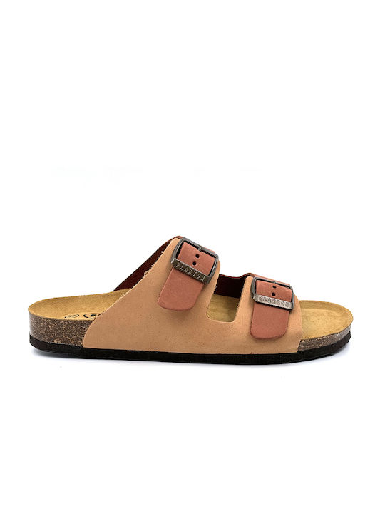 Plakton Nobuck Leather Women's Flat Sandals Anatomic CUOIO/ARAGOSTA