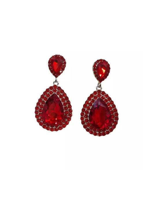 Hanging Red Rhinestone Earrings