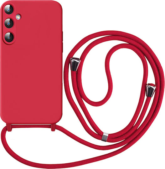 Orso Liquid Umschlag Rückseite Metallisch mit Band Rot (Galaxie A15)