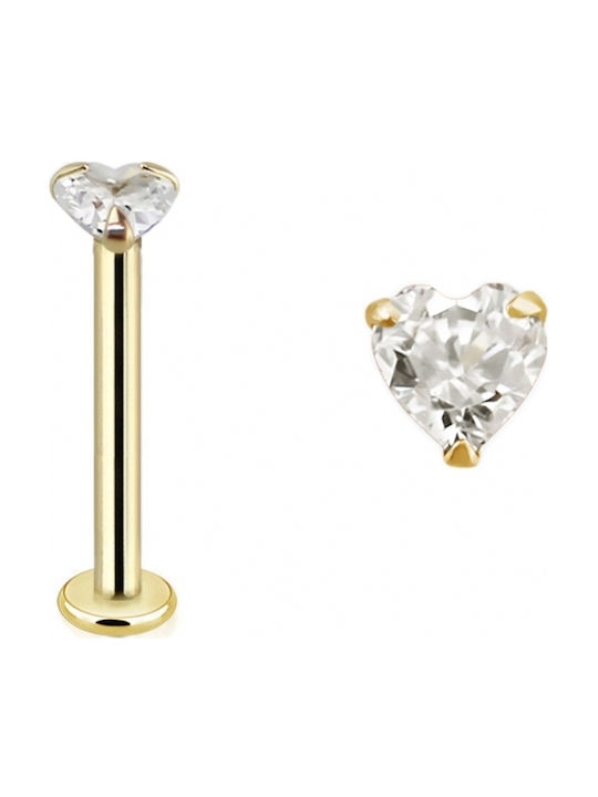 Precious Gold K14 Single Stone Heart Zircon Tragus Labret Earring Lhthg-25