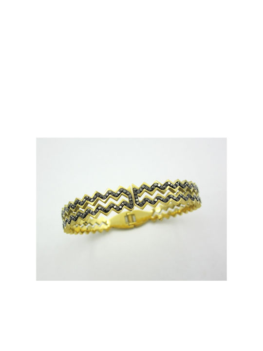 Steel Bangle with Rhinestones Gold 10mm 1pc